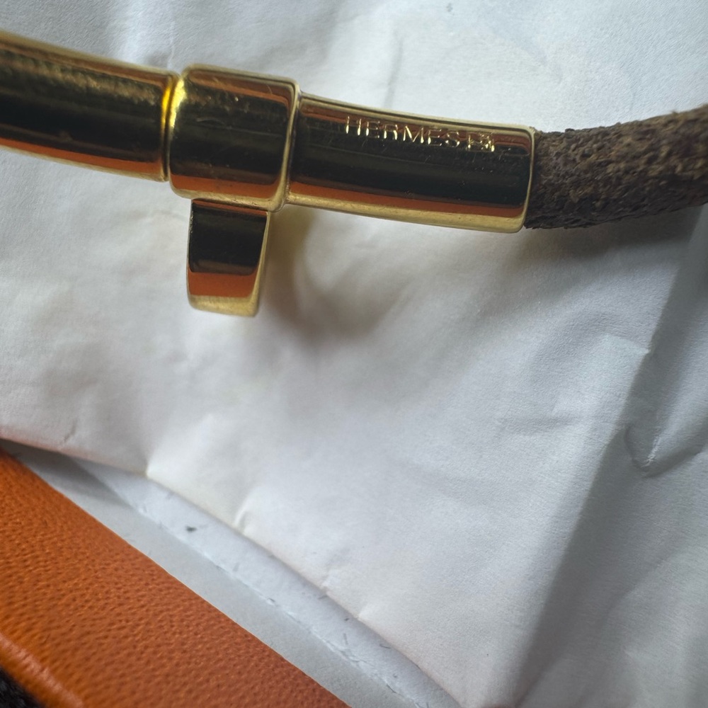 Hermès Kelly Lock Necklace Wrap Bracelet 1980 Vintage Hunter Leather Gold Plated - Picture 6 of 16